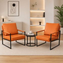 Set of 2 Orange Upholstered Armchair