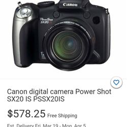 Cannon Sx20 Digital Camera