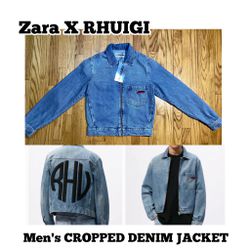 Zara X RHUIGI Men's CROPPED DENIM JACKET Men’s Small New!