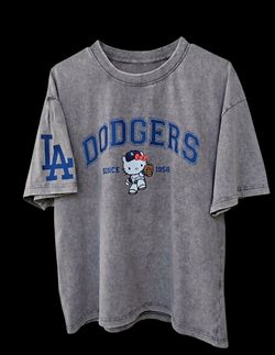 Hello Kitty × Dodgers Tee in Vintage Charcoal 🎀⚾️