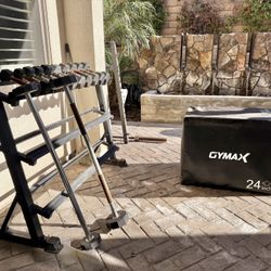 GYM EQUIPMENT BUNDLE  - DUMBBELLS, SQUAT RACK, PULL UP, BOX JUMP, MORE
