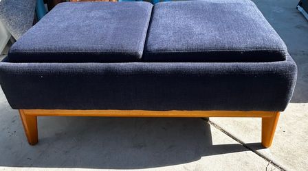 Mid-Century Upholstered Ottoman Bench. Measurements are in the photos.