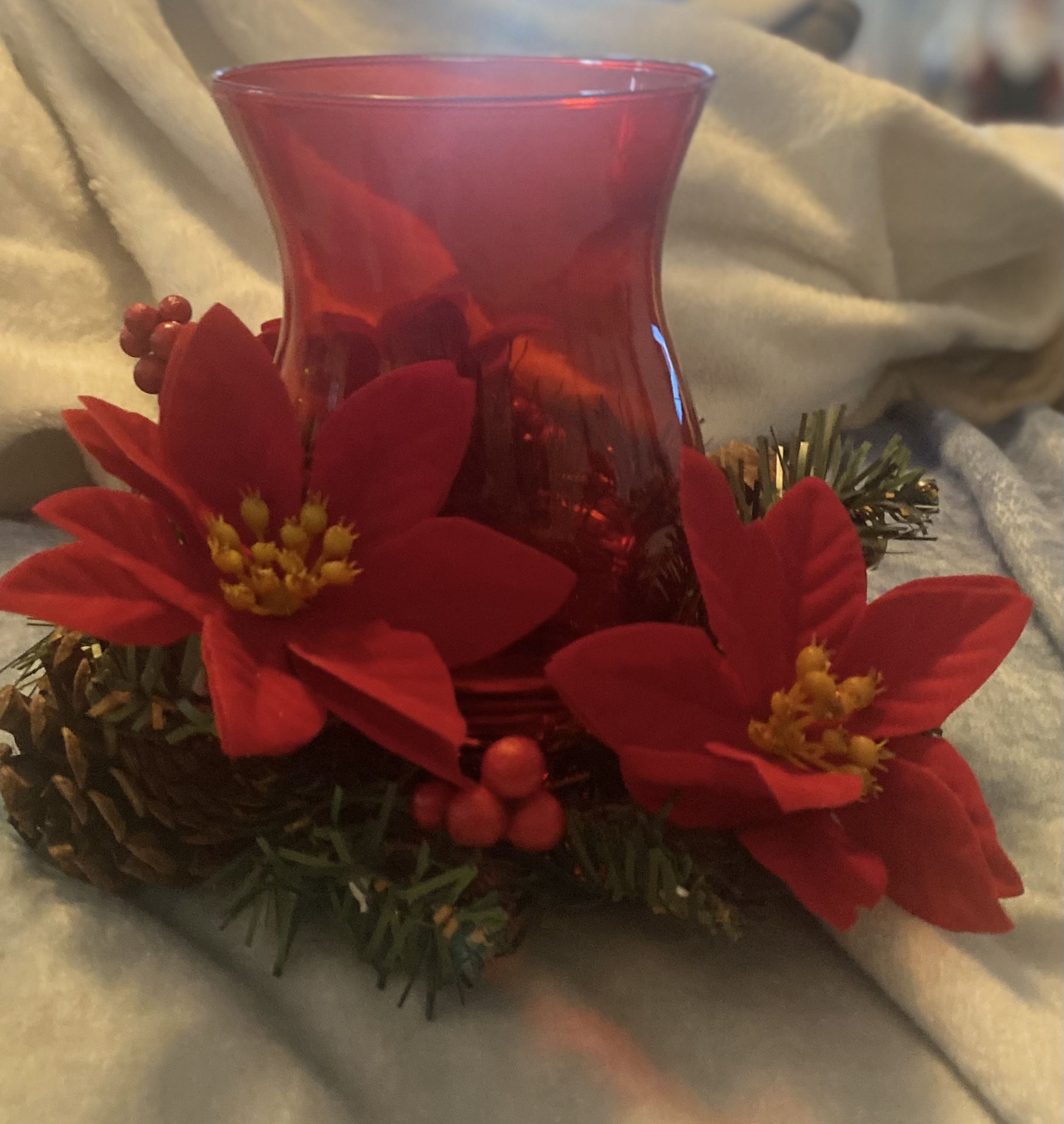 Hurricane Lamp Floral Candle Holder