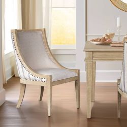 MT108-1197 24 X 24.5 X 37.5 in. Elmcrest Upholstered Dining Chair with Nailhead Trim, Beige Stripe