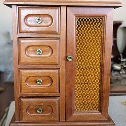 Vintage Wood Jewelry Box Storage  Decor Mid Century Chets 