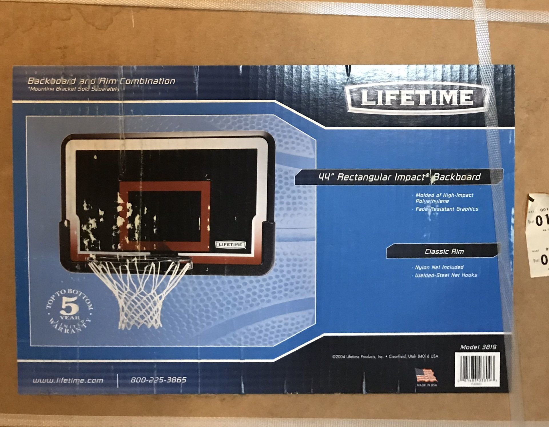 Lifetime Basketball Backboard Rim Combo 3819 44 Inch Impact Backboard