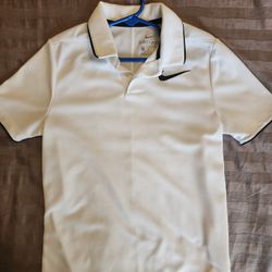 White Blue Nike Polo Tshirt Dri Fit Youth Size Small