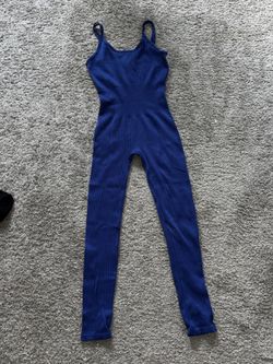 Blue Ribbed Jumpsuit (Size M–L)