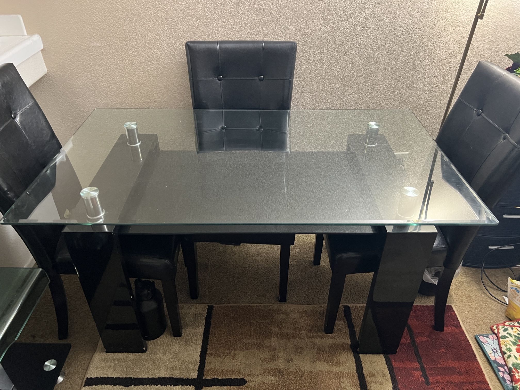 Glass Dining Table + 4 Chairs