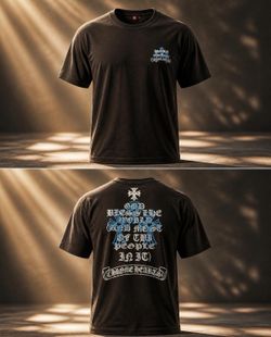 CHROME HEARTS Triple Cross Blue - God Bless The World Tee