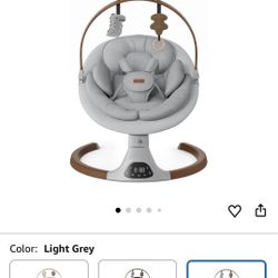 Baby Swings for Infants, Monamii Baby Swing, Bluetooth Infant Swing with Music Speaker, 5 Speeds and Remote Control, Indoor & Outdoor Use (Light Grey)