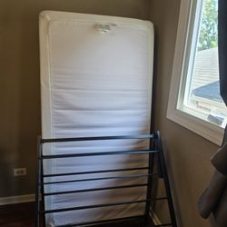 Twin Mattress And Metal Bed Fram