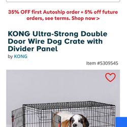 Kong ultra strong double door wire dog crate with divider panel