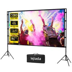 NEW 12-Foot Projector Screen and Stand,150 inch Large Indoor Movie Projection Screen 16: 9