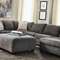 Sectional Sofa with Plush Fabric