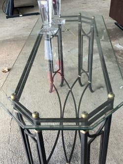 Set of 3 Metal and Glass Tables