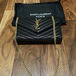 YSL shoulder bag black gold