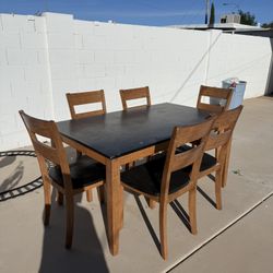 Dinning Table - Wooden - 6 Chairs 