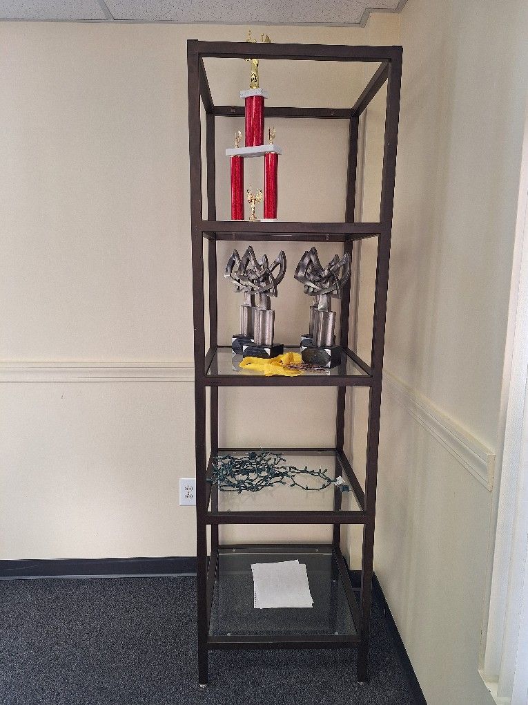 Metal Display With Glass Shelves