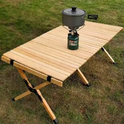 New In Box Wooden Outdoor Portable Foldable Camping  Camp Site Table With Carrying Bag Great For Park Beach Or Picnic 