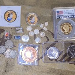 Small lot of silver and copper