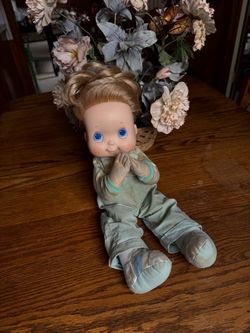 Vintage 1980s Mattel My Child Doll Boy Blonde Hair Blue Eyes Freckles Magnetic Hands⁠