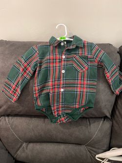 Boys flannel dress shirt size 12-18 months.