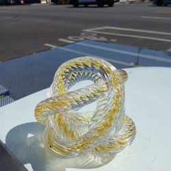 FUSION Z STUDIO ART GLASS NAUTICAL ROPE KNOT MODERNIST SCULPTURE PAPERWEIGHT 