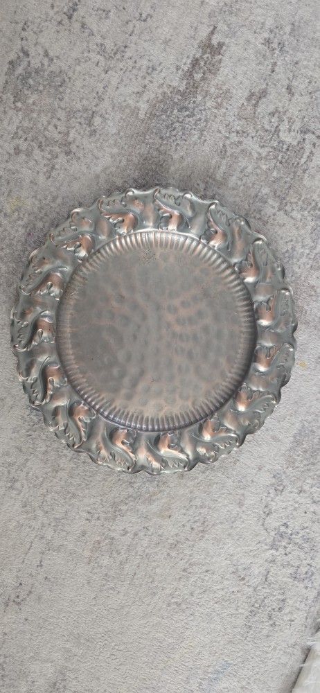 Vintage Solid Copper Hammered Tray