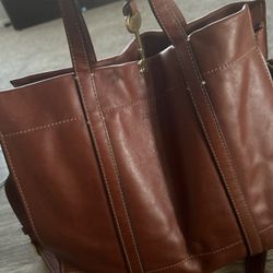 Fossil Tote Brown Leather Bag 
