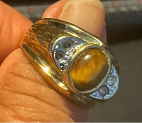 Gold-Tone Tiger's Eye Stone Ring -SETA 00
