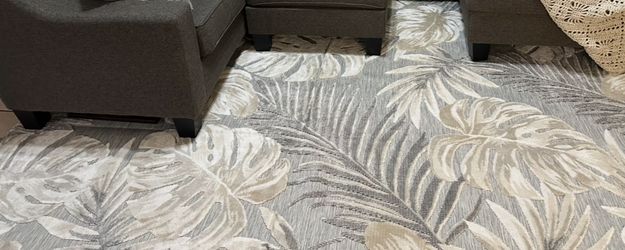 Tropical Cream & Grey Rug 10’x10’ with 0.5” Cushion Pad