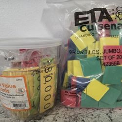 Lakeshore Leanring Place Value Cards Tub & ETA Cuisenaire Jumbo Tiles 200