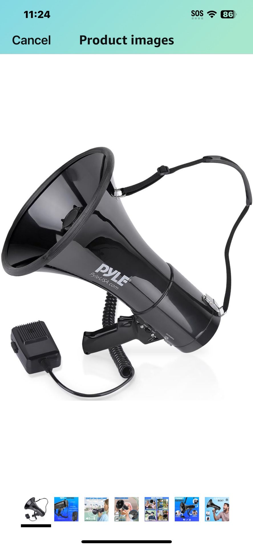 PYLE-PRO 50W Megaphone Speaker PA Bullhorn, Black Aux Input, Adjustable Volume, Siren, 35mm Aux Input, Ideal for Sports Events & Emergency Drills- PMP