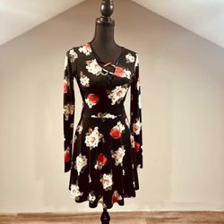 Small Black Floral Long Sleeve Dress