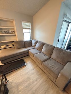 105x90” Gray Sectional Couch