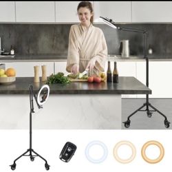 LUXSURE Ring Light Tripod for iPhone, Overhead Camera Mount with Floor 