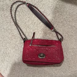 Leather Coach Purse Embossed Monogram