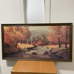 Beautiful Vintage Wood Framed Canvas Painting