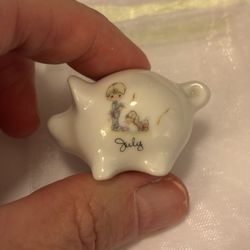 Vintage Enesco Precious Moments  Miniature Porcelain Pig Figurine  Birth Month July 