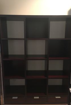 Wooden Bookcase shelf with drawers