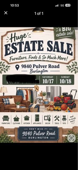 Estate sale this weekend 10/17 18