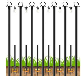 7 Pack 10 FT String Light Poles,Metal with Fork Lights Poles for Outdoor String Light, Rustproof Heavy Duty for Outside Garden,Patio,Wedding,Backyard,