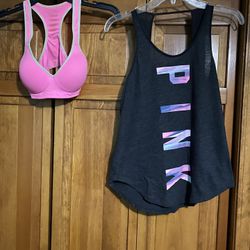 Victoria’s secret’s pink brand women’s size xs gray tank, pink brand bra