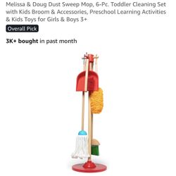 Melissa & Doug Dust Sweep Mop, 6-Pc. Toddler Cleaning Set with Kids Broom & Accessories