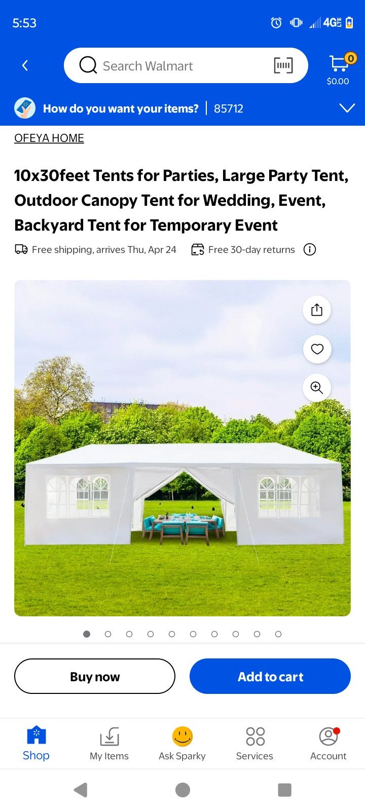 Outdoor Pop Up Covering With 4 Roll Up Side