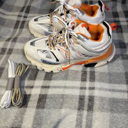 Balenciaga White and Orange Sneakers