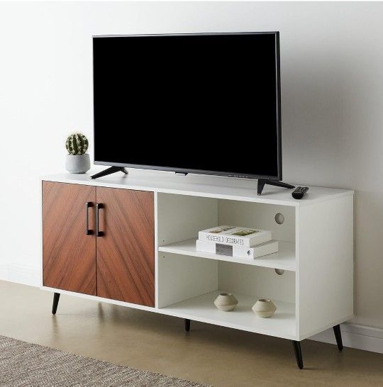 Mid Century Modern Two-Tone Storage Console, TV Stand, Sideboard