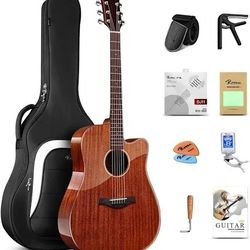 Rosen G31 Dreadnought Acoustic Guitar Soild Mahogany Top 41 Inch Guitarra Ful...