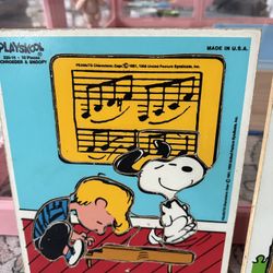 Playskool Collectors   Vintage 1950’s  Playskool Snoopy & Charlie Brown Be A Friend Wood Frame Puzzle   7 Pieces